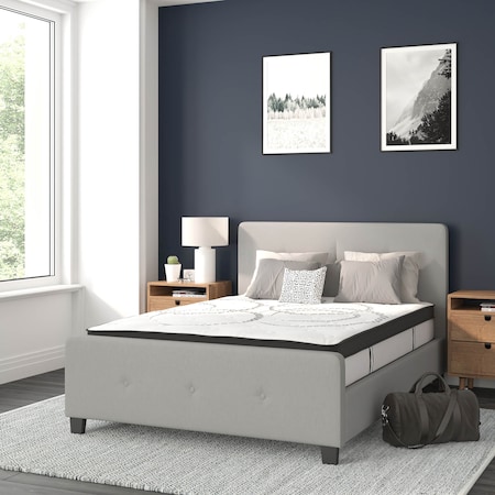 Flash Furniture Full Size Lt Gray Fabric Platform Bed & Mattress HG-BM10-26-GG
